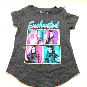 Girls 'Enchanted' Short Sleeve T-Shirt  Dark Grey XS 4/5